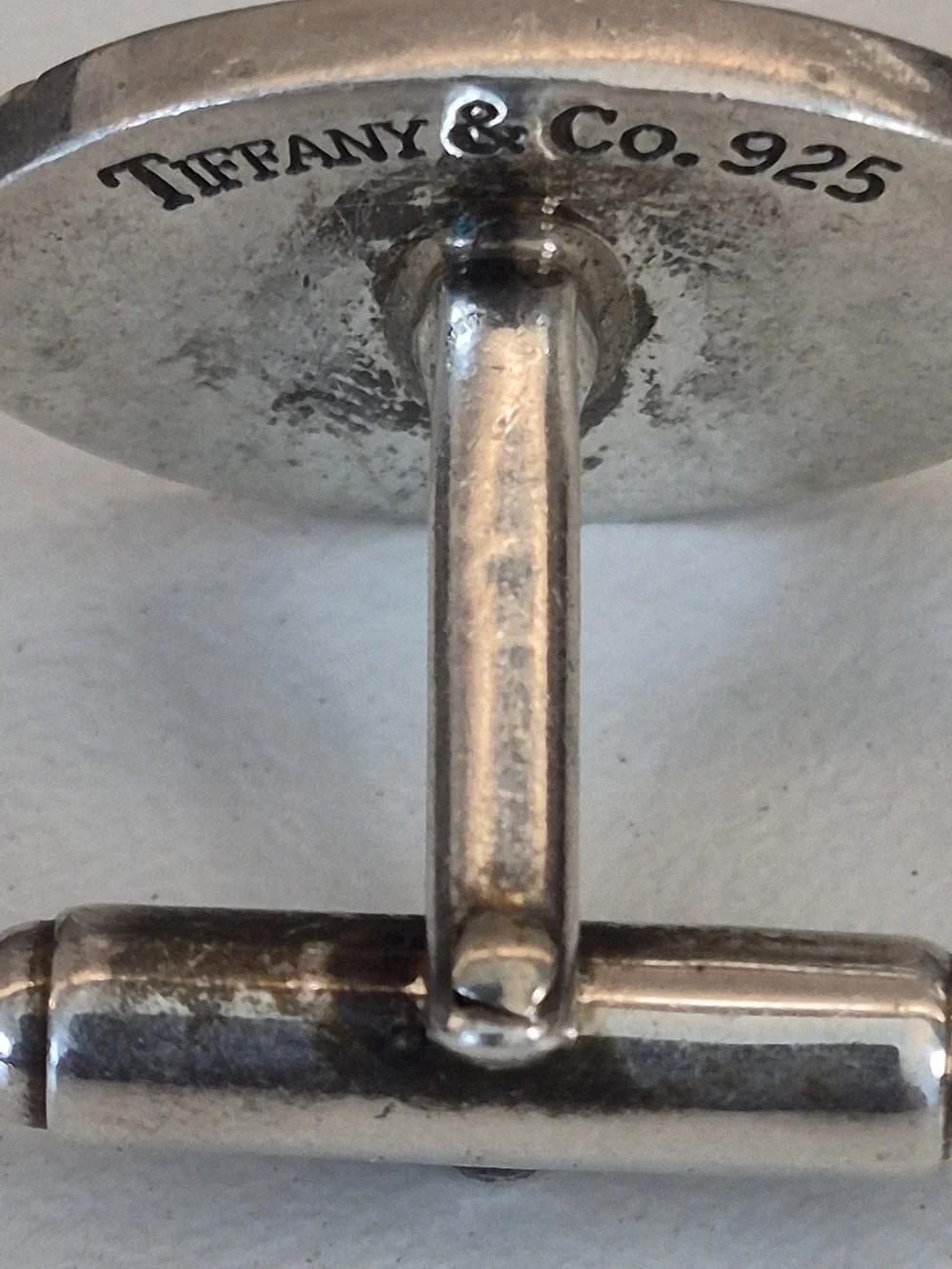 Tiffany & Co. Silver Oval Monogram DBP Single Cufflink